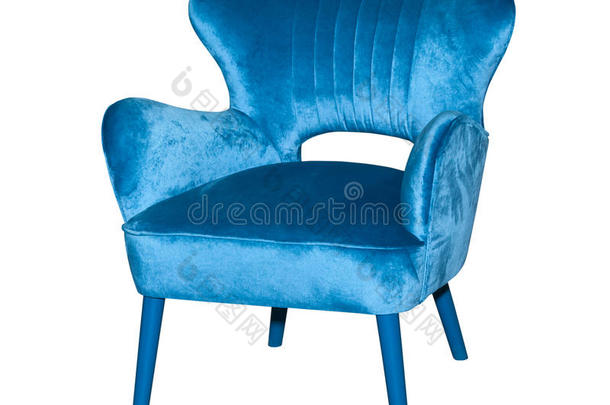 蓝色纺织现代椅子隔离
