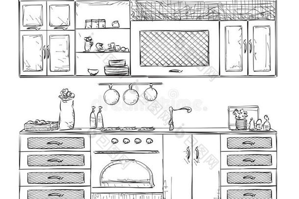 手绘厨房家具。