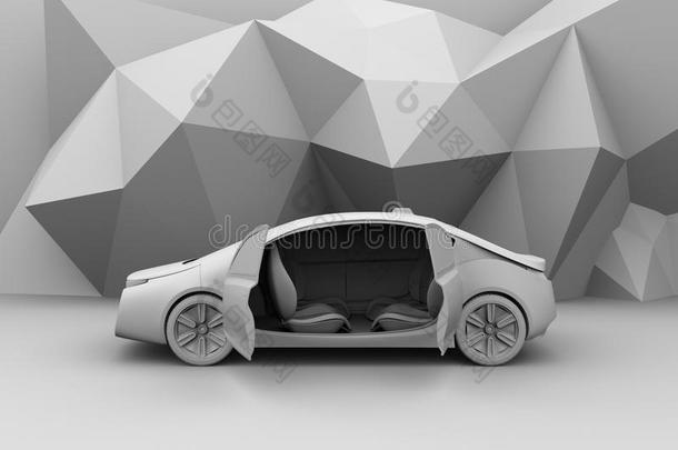 自动驾驶汽车模型的粘土渲染