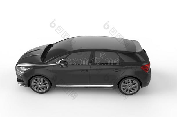 黑色汽车模拟白色背景，3D插图