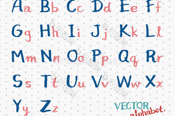 儿童手写字母矢量。 <strong>英文字</strong>体字母插图。