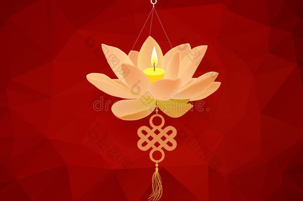 中国中秋节几何背景。 莲花灯笼