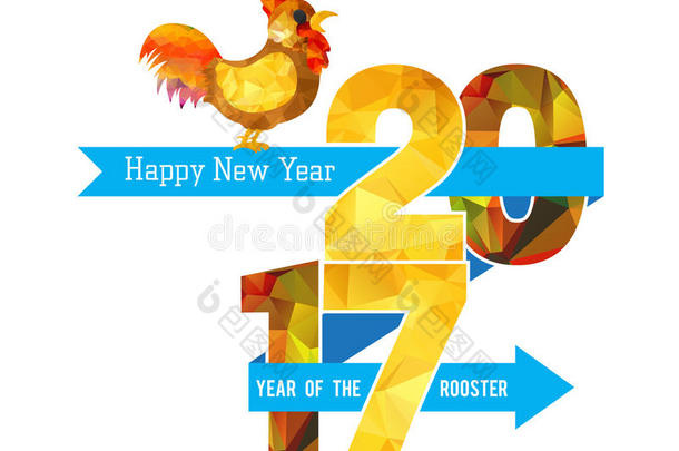 2017年新年快乐贺卡。 公鸡的中国新年