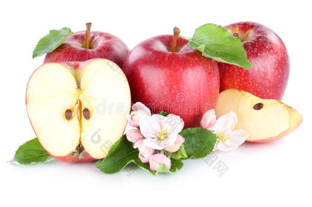 苹果，苹果，红果，水果切片，切片，一半，分离