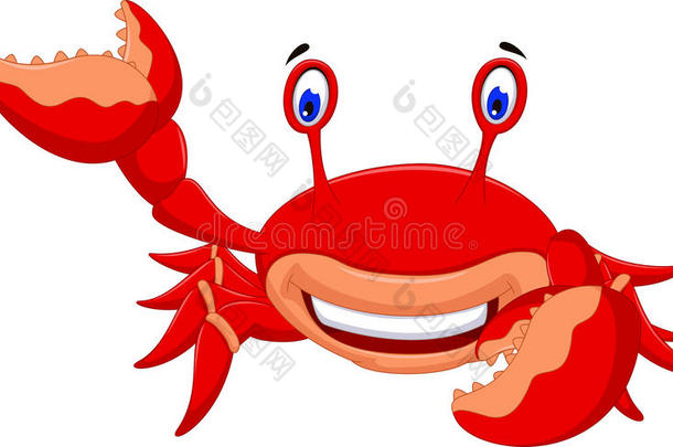 可爱螃蟹卡通微笑