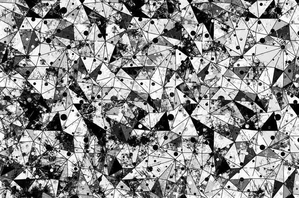 抽象绘制的背景。 黑色的艺术壁纸。 折纸极化设计与破碎彩色玻璃和d的效果