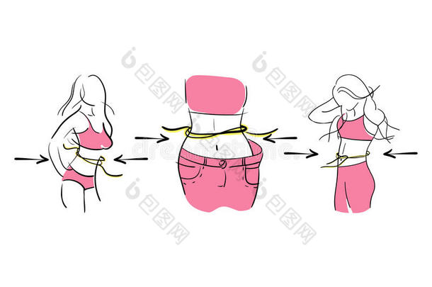 手绘矢量。 概念减肥符号减肥。