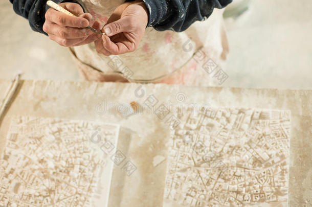 石膏三维城市地图模型
