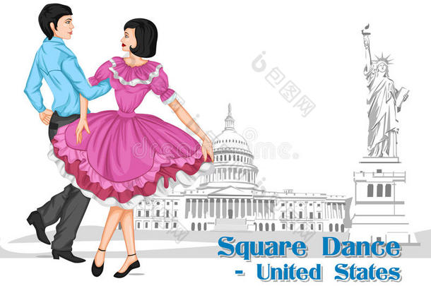 美国夫妇表演美利坚合众国的广场舞
