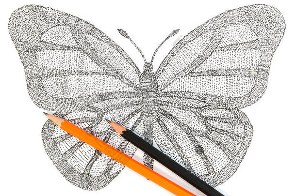 用圆点图案制成的蝴蝶。