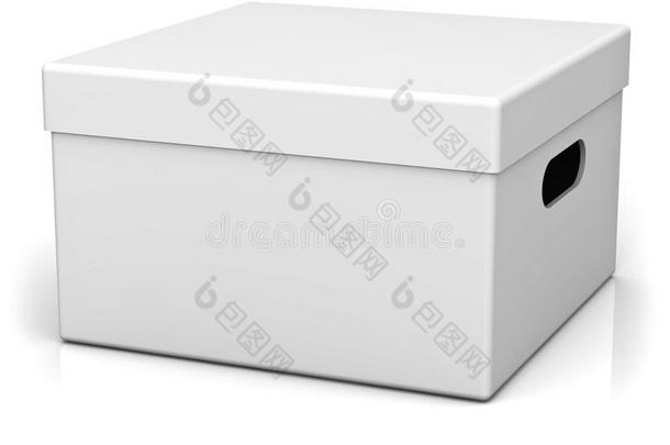 空白储存盒，顶部盖子在白色背景上
