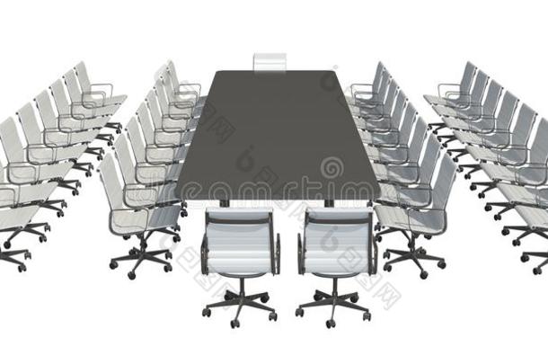 三维插图<strong>办公家具</strong>桌椅隔离在白色上