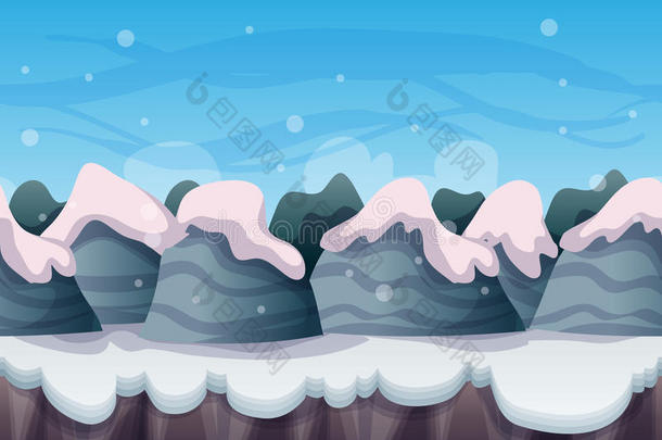 <strong>卡通</strong>矢量<strong>雪景</strong>观与分离层的游戏和动画