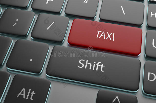 键盘上的3D插图<strong>红色出租车</strong>按钮