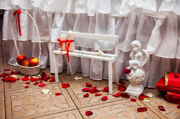 装饰的婚礼桌，婚礼纪念品，婚礼花