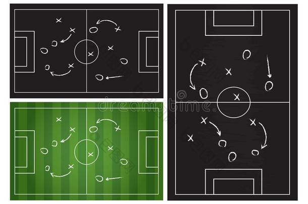 足球或足球比赛策略计划在黑板纹理上