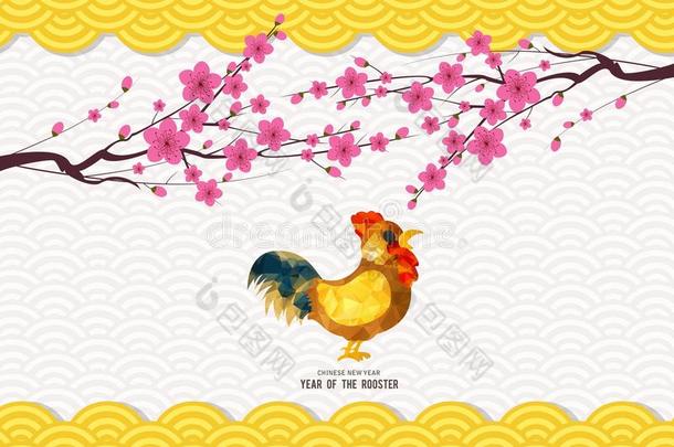 中国2017年新年公鸡和图案背景