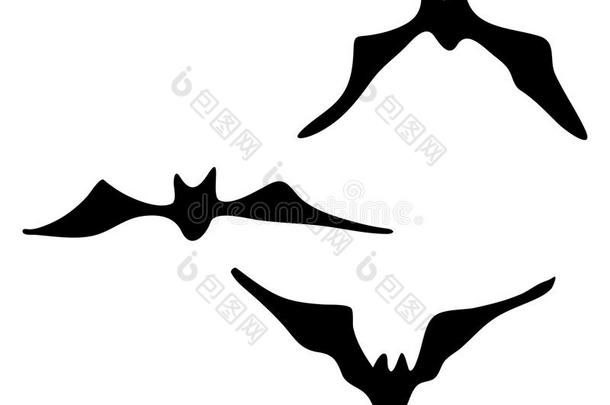万圣节恐怖蝙蝠剪影矢量符号图标设计。