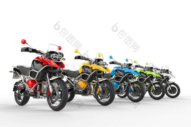 <strong>起跑</strong>线上五颜六色的摩托车