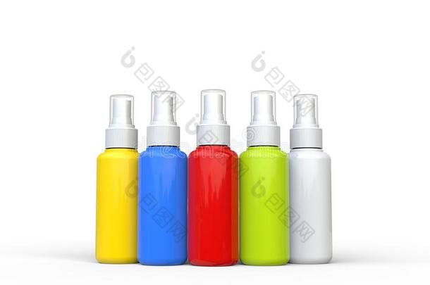 五颜六色的不允许的美容喷雾瓶-工作室拍摄
