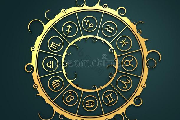 <strong>金色圆圈</strong>中的占星术符号