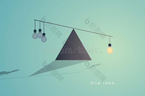 创意概念，一个灯泡作为伟大想法的象征，超过了许多小想法。