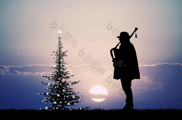 风笛手风笛庆祝圣诞节音乐会