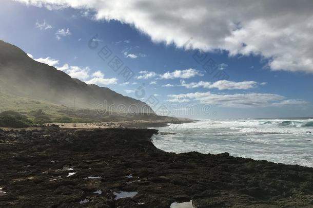 夏威夷壮丽的遇见山海洋