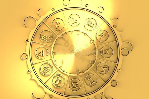金色圆圈中的占星术符号