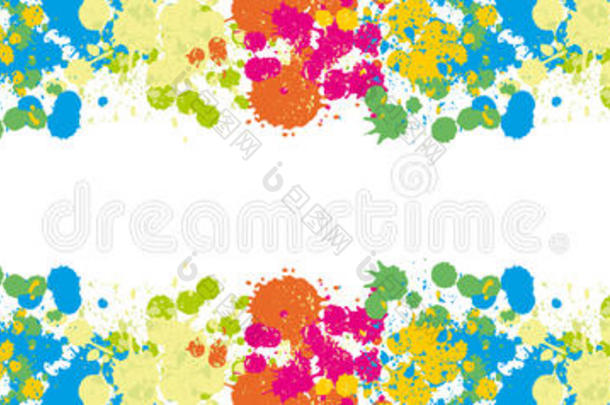 蓝斑，绿斑，粉红色，污点，橙色，污点，黄色，涂片，斑点，无缝壁纸，模糊边框，彩色斑点，白色