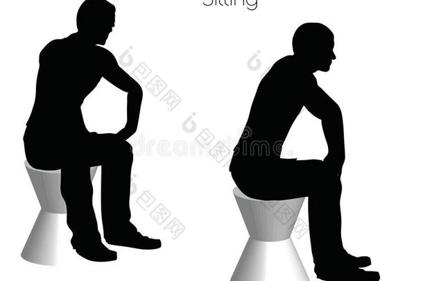 EPS10说明一个人<strong>坐</strong>在白色背景上的姿势