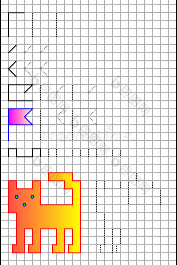 教育页面在方格纸上为儿童提供练习