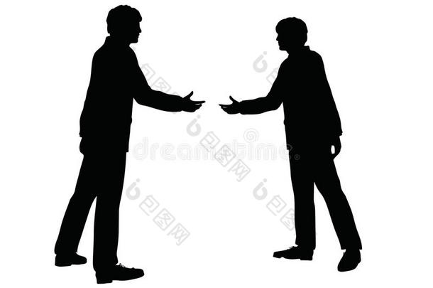 EPS10矢量图中的人在商务握手姿势在白色背景