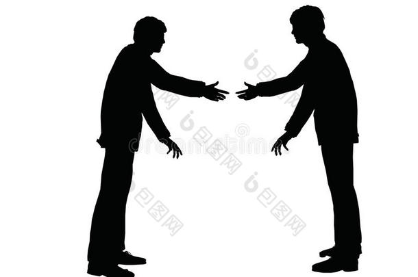 EPS10矢量图中的人在商务握手姿势在白色背景
