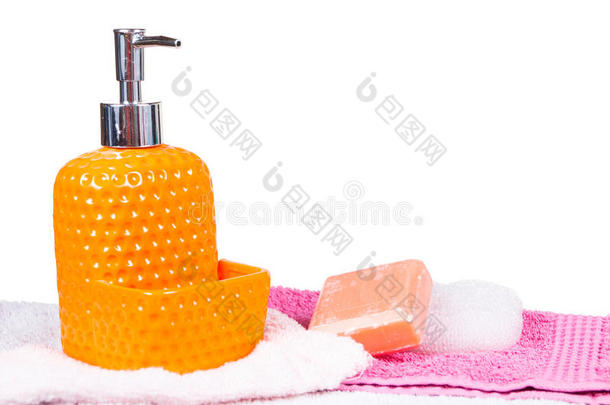 瓶子，液体肥皂分配器，被试分离白色背景，<strong>沐浴</strong>液，肥皂，<strong>洗发</strong>水液体肥皂
