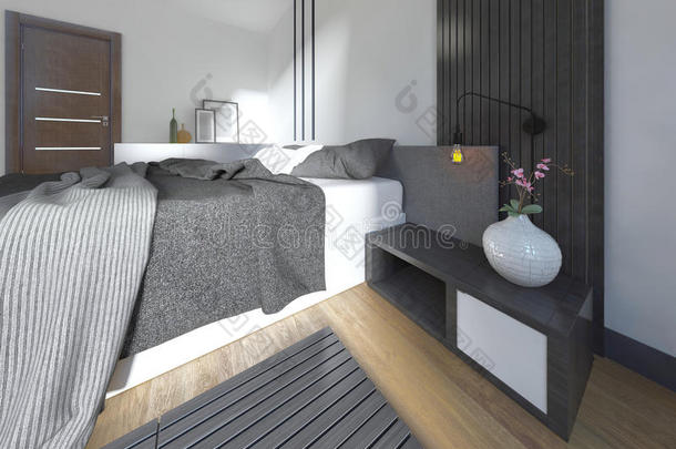 设计师床头柜，装饰在现代卧室。