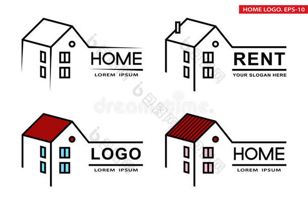 设计矢量家居标志模板。 房地产房屋标志。 矢量插图。