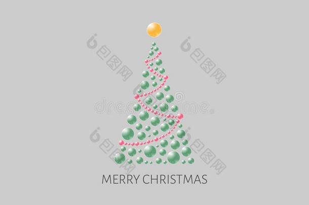 带有抽象泡泡树的圣诞海报