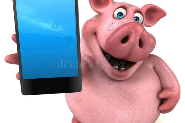 有趣的猪-3D插图