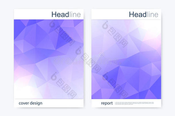 商业小册子设计<strong>模板</strong>。 矢量传单布局，抽象<strong>彩色</strong>多边形背景，现代<strong>时尚</strong>设计