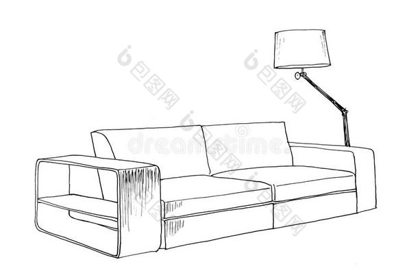 现代沙发的图形草图