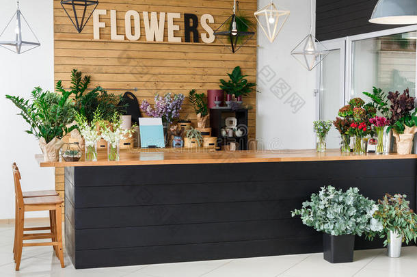 花店内部，花卉设计工作室的小企业