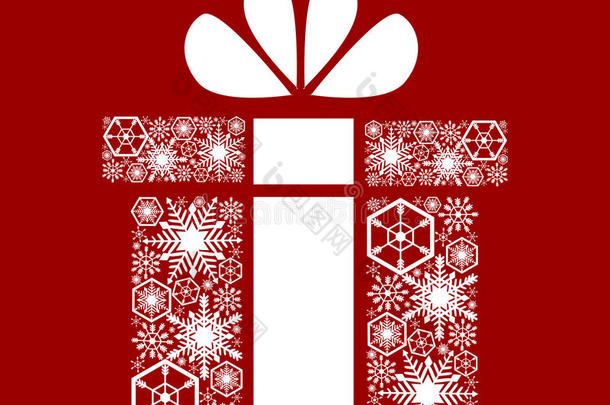 圣诞节，新年`礼物。 白色雪花在红色上