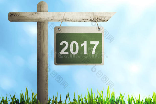 2017年背景蓝色板庆祝