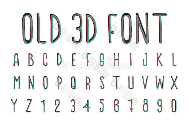彩色旧三维字体，立体效果