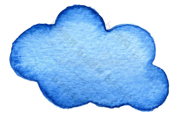 手绘水<strong>彩云</strong>隔离在白色上。 蓝色的背面。