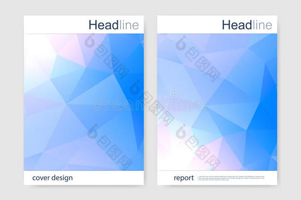 商业小册子设计<strong>模板</strong>。 矢量传单布局，抽象<strong>彩色</strong>多边形背景，现代<strong>时尚</strong>设计