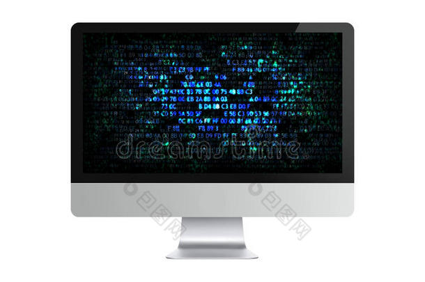蓝色计算机十六进制代码。 保护十六进制代码