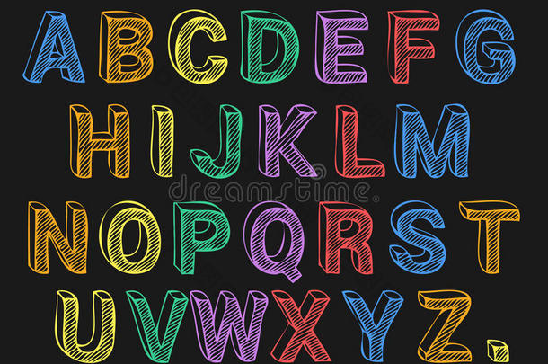 彩色粉笔字母字体