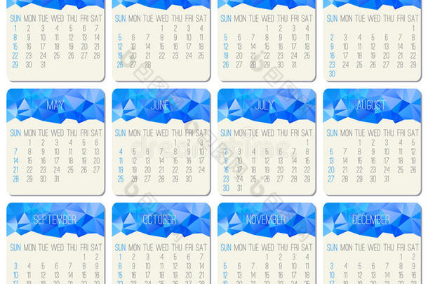 2017年基本的蓝色日历压延机